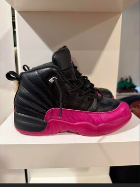 Jordan Kids Black and Pink High-Top Sneakers